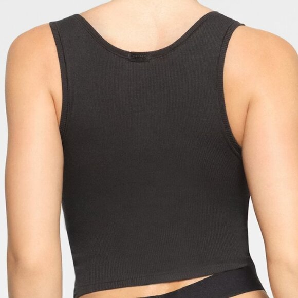 NEW with Tags SKIMS Cotton Rib Tank in Classic Soot Black Size Extra Small - Picture 3 of 7